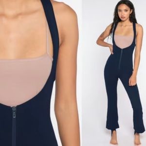 NWT Vintage 80s Obermeyer Wool Blend Softshell Ski Bib Overalls in Navy Size 6R